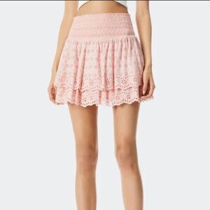 Alice + Olivia Bethie Eyelet Tiered Mini Skirt